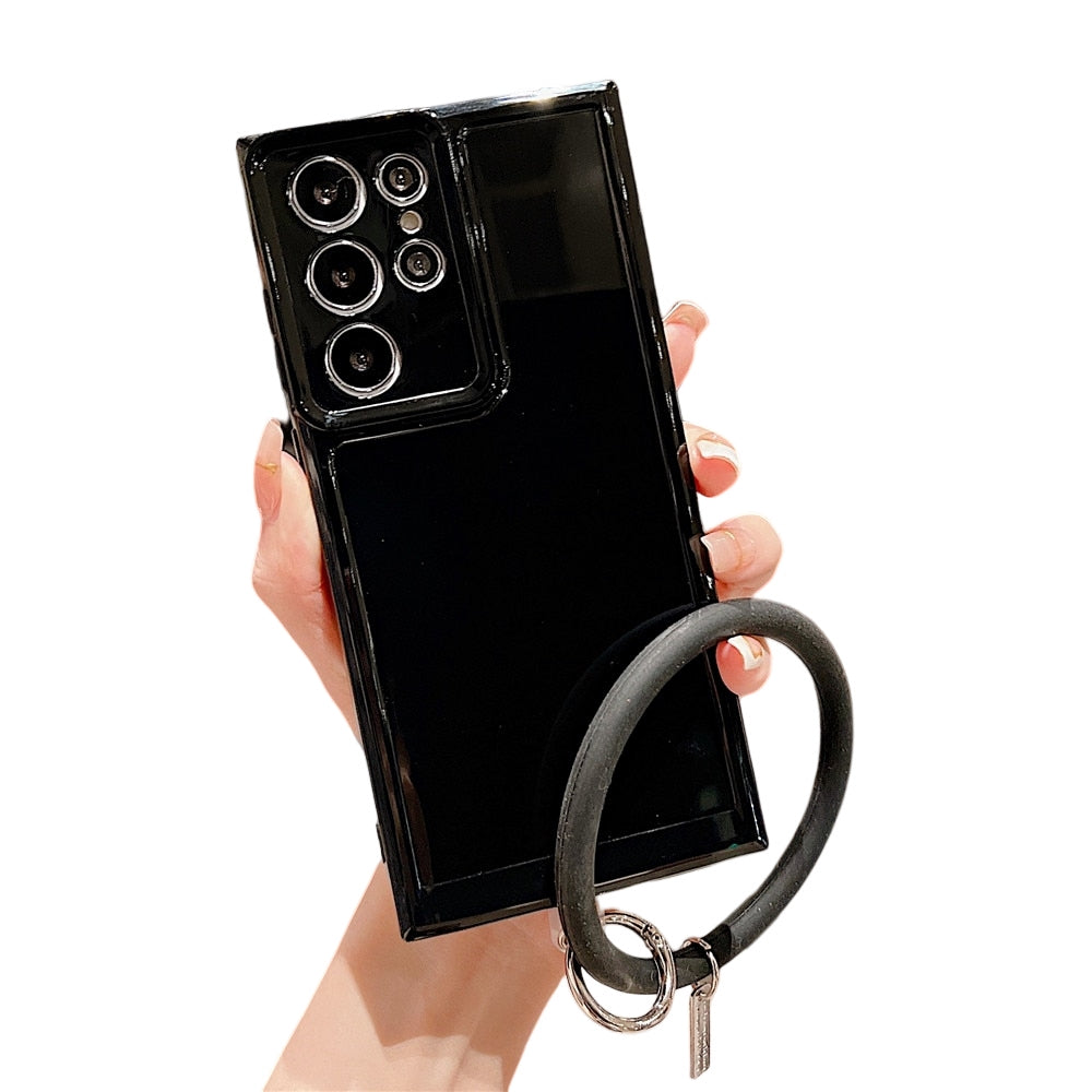 Anymob Samsung Black Silicone Ring Bracelet Phone Case Candy Color Soft Shockproof Cover-Mobile Phone Cases-PEROZ Accessories