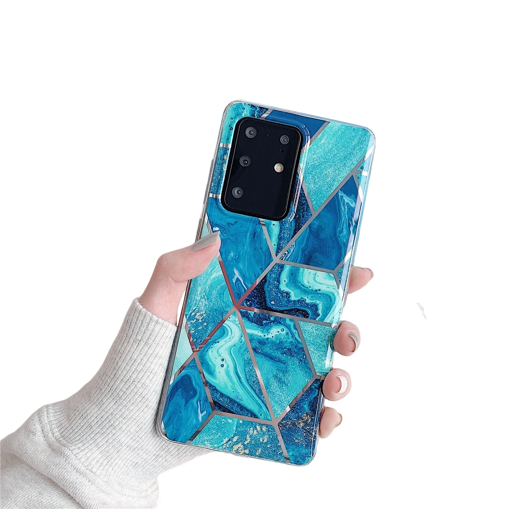 Anymob Samsung Blue Geometry Marble Case Silicon Phone Cover-Mobile Phone Cases-PEROZ Accessories