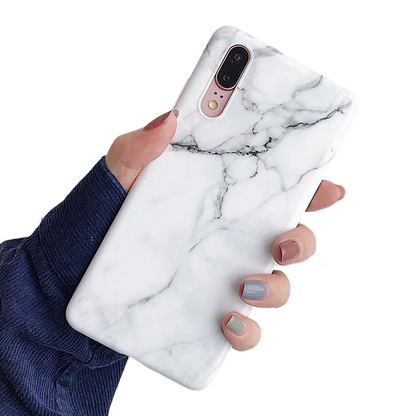 Anymob Samsung Milky White Marble Flower Case Back Cover Art Leaf Silicone Phone Protection-Mobile Phone Cases-PEROZ Accessories
