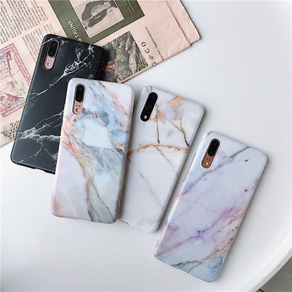 Anymob Samsung White Blue Marble Flower Case Back Cover Art Leaf Silicone Phone Protection-Mobile Phone Cases-PEROZ Accessories