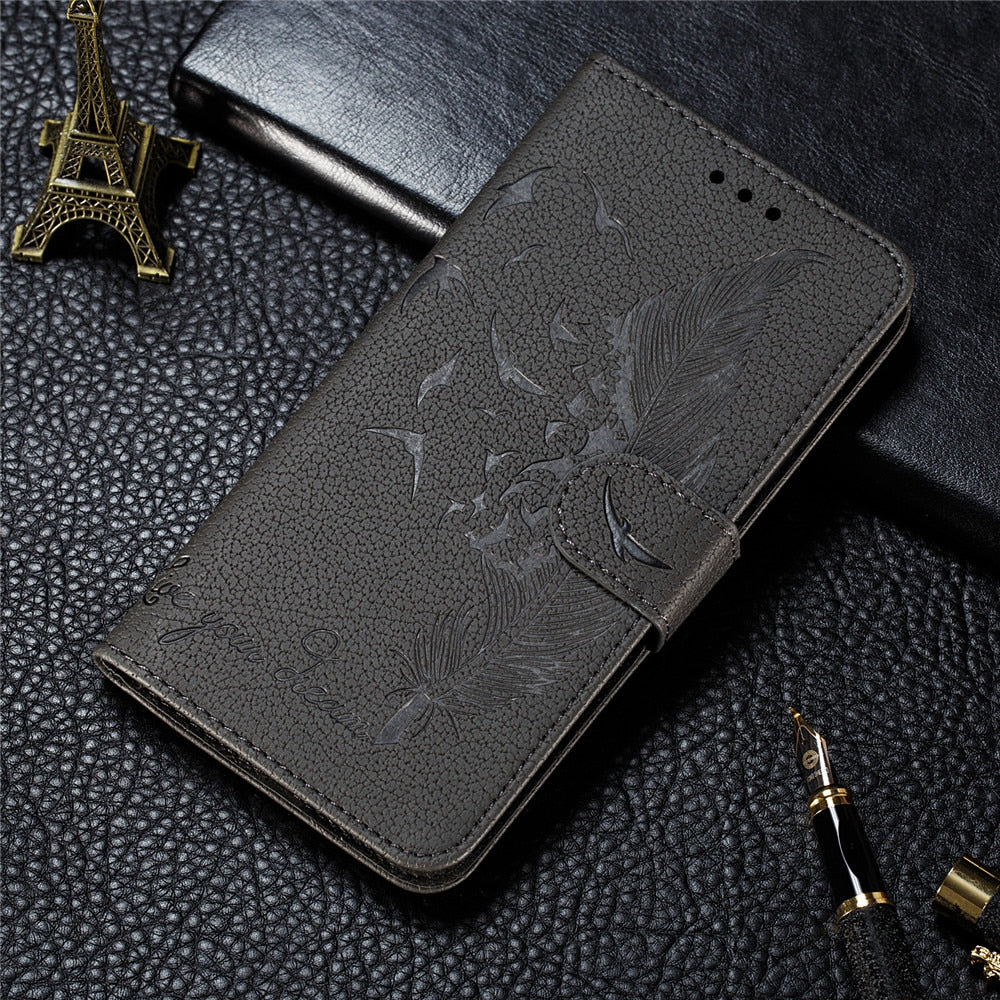 Anymob Huawei Gray Leather Phone Case Flip Wallet Cover Shell Protection-PEROZ Accessories