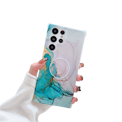 Anymob Samsung Phone Case Style Crack Granite Marble Fold Holder Soft Cover Ocean Blue For S22 Ultra S21 Plus Note 20 S20 FE S10 A51 A71 A50-Mobile Phone Cases-PEROZ Accessories