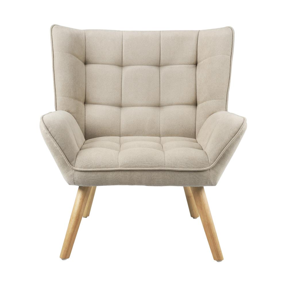 Oikiture Armchair Accent Chairs Sofa Lounge Fabric Upholstered Tub Chair Beige-Armchair-PEROZ Accessories