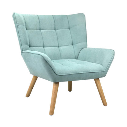 Oikiture Armchair Accent Chairs Sofa Lounge Fabric Upholstered Tub Chair Blue-Armchair-PEROZ Accessories