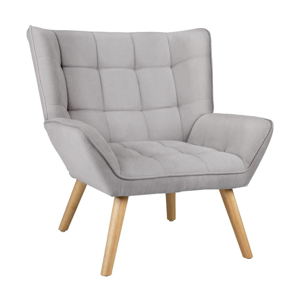 Oikiture Armchair Accent Chairs Sofa Lounge Fabric Upholstered Tub Chair Grey-Armchair-PEROZ Accessories