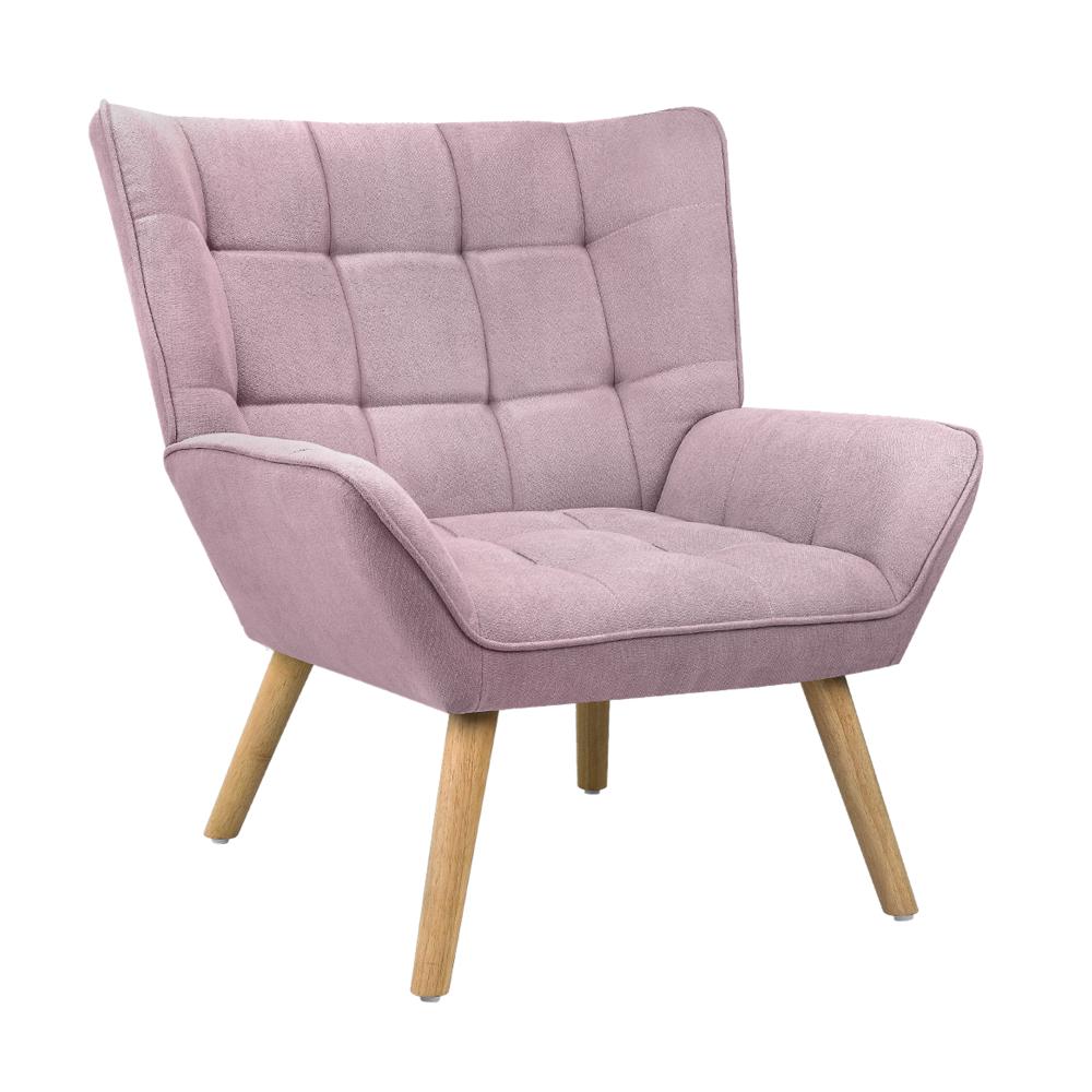 Oikiture Armchair Accent Chairs Sofa Lounge Fabric Upholstered Tub Chair Pink-Armchair-PEROZ Accessories