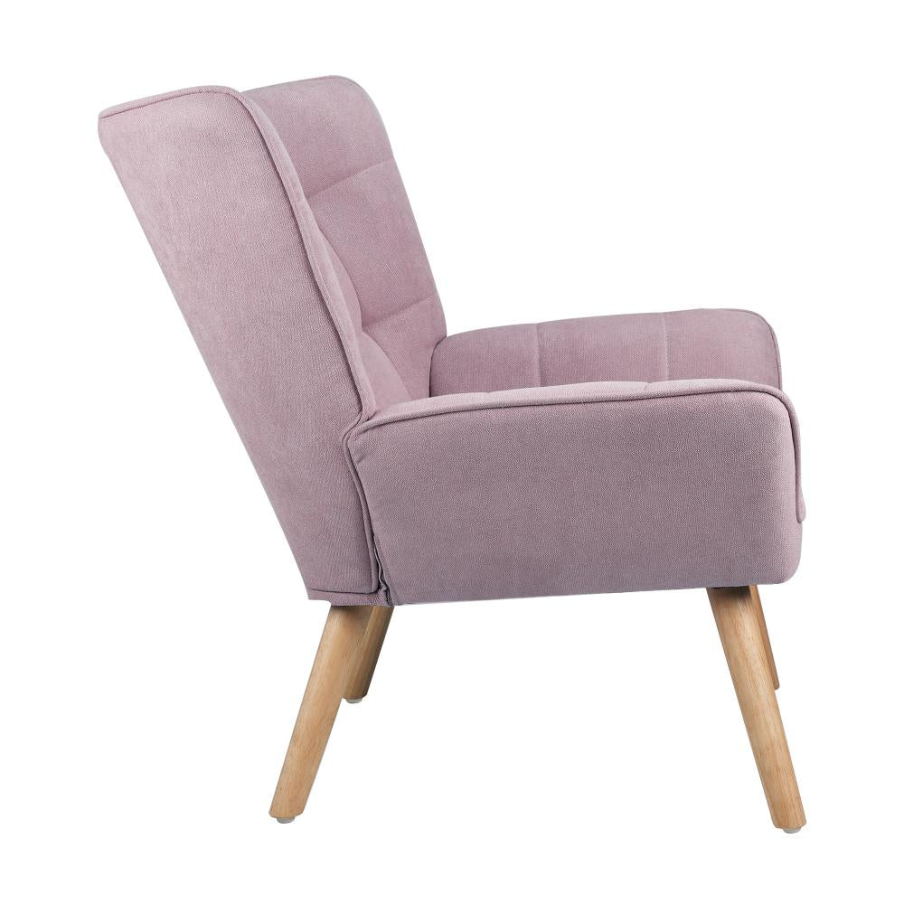 Oikiture Armchair Accent Chairs Sofa Lounge Fabric Upholstered Tub Chair Pink-Armchair-PEROZ Accessories