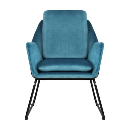 Oikiture Armchair Velvet Accent Chairs Tub Chair Sofa Lounge Upholstered Blue-Armchair-PEROZ Accessories