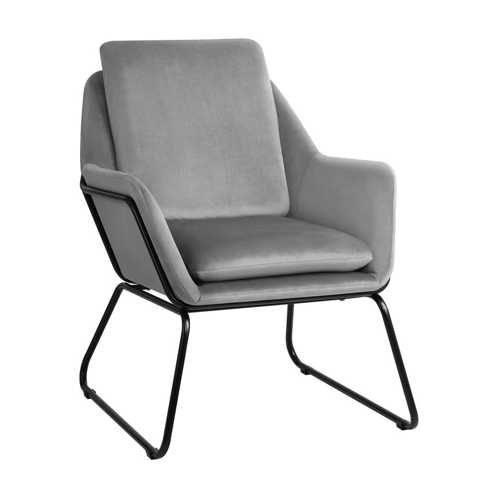 Oikiture Armchair Velvet Accent Chairs Tub Chair Sofa Lounge Upholstered Grey-Armchair-PEROZ Accessories