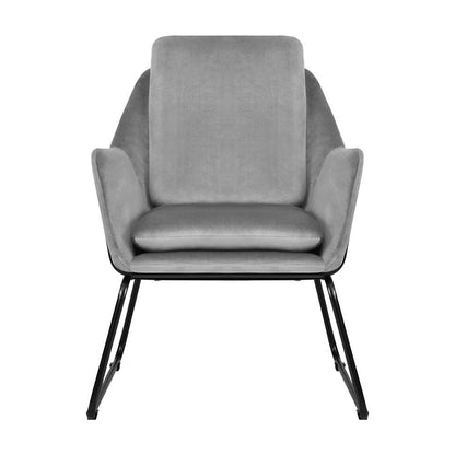 Oikiture Armchair Velvet Accent Chairs Tub Chair Sofa Lounge Upholstered Grey-Armchair-PEROZ Accessories