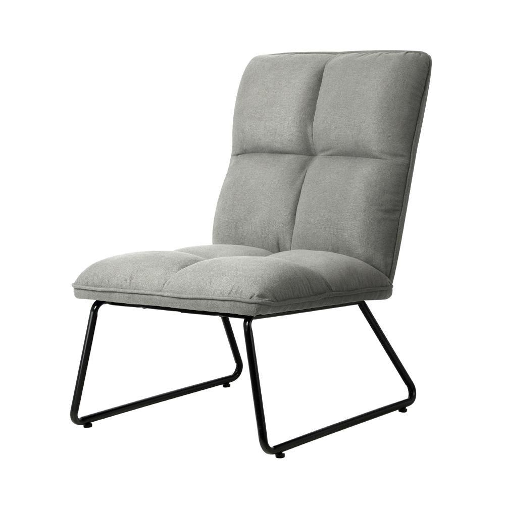 Oikiture Armchair Lounge Chair Accent Chairs Linen Fabric Upholstered Light Grey-Armchair-PEROZ Accessories