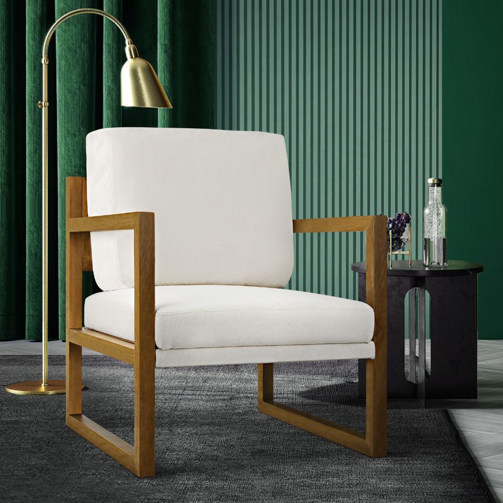 Oikiture Armchair Lounge Sofa Chair Fabric Accent Chairs Tub Armchairs Couches-Armchair-PEROZ Accessories
