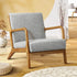 Oikiture Armchair Lounge Chair Accent Armchairs Couches Sofa Wood Light Grey-Armchair-PEROZ Accessories
