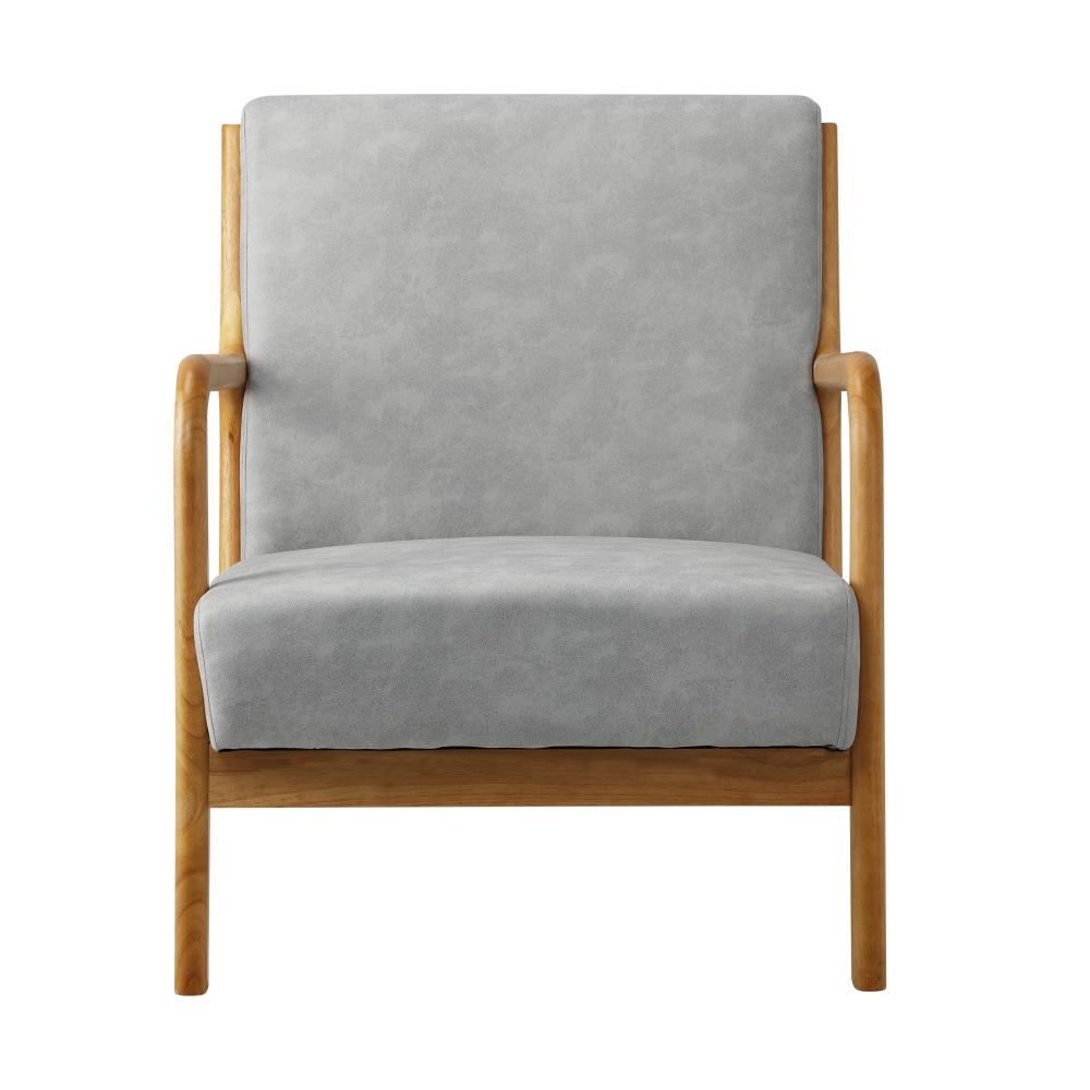 Oikiture Armchair Lounge Chair Accent Armchairs Couches Sofa Wood Light Grey-Armchair-PEROZ Accessories