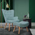 Oikiture Armchair Lounge Chair Ottoman Accent Armchairs Fabric Sofa Chairs Blue-Armchair-PEROZ Accessories