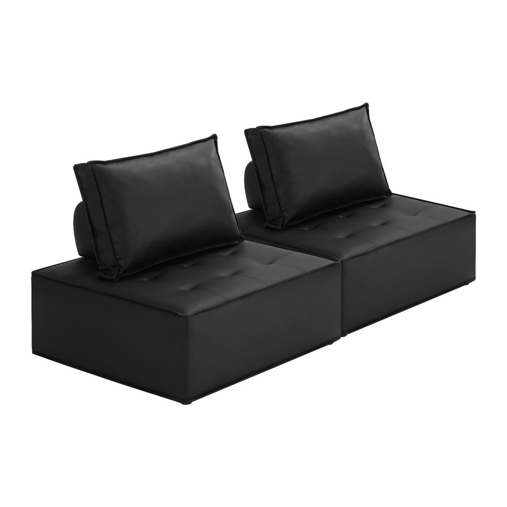 Oikiture 2pcs Pu Leather Sofa Couch Louge Chair Home Furniture Black |PEROZ Australia