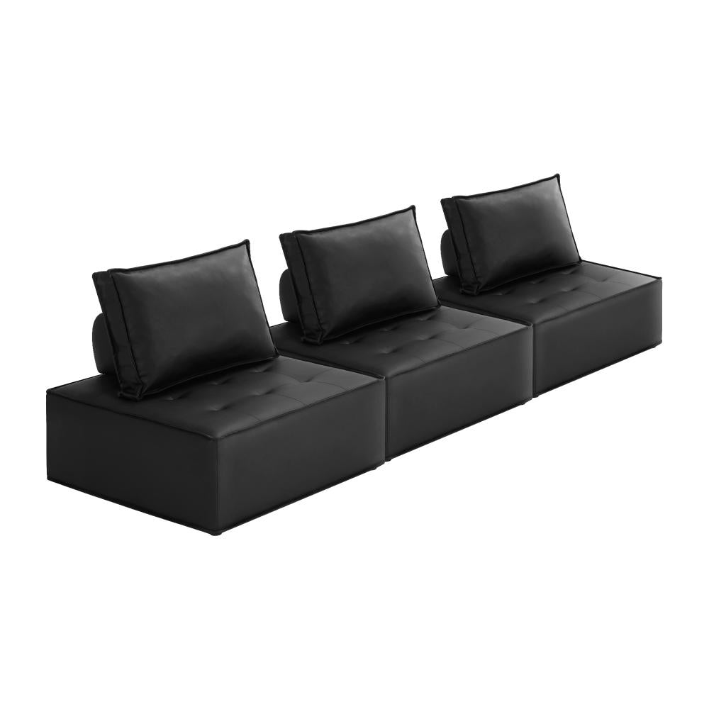 Oikiture 3pcs Pu Leather Sofa Couch Louge Chair Home Furniture Black |PEROZ Australia