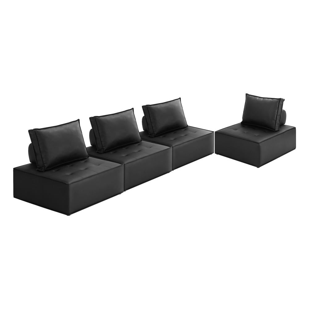 Oikiture 4pcs Pu Leather Sofa Couch Louge Chair Home Furniture Black |PEROZ Australia