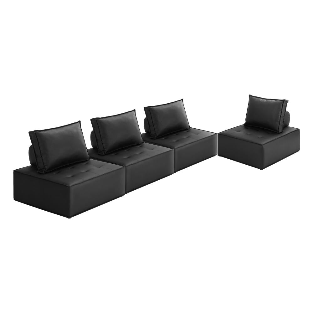 Oikiture 4pcs Pu Leather Sofa Couch Louge Chair Home Furniture Black |PEROZ Australia