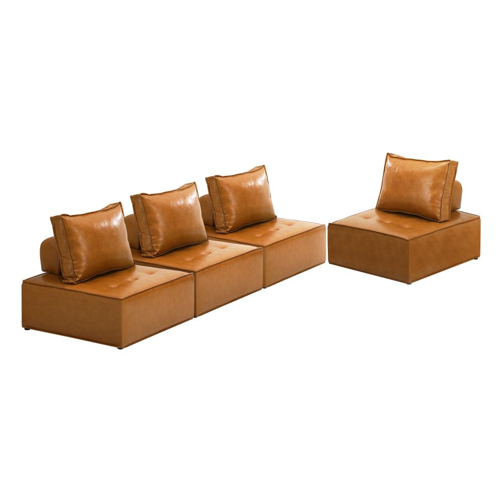 Oikiture 4pcs Pu Leather Sofa Couch Louge Chair Home Furniture Brown |PEROZ Australia