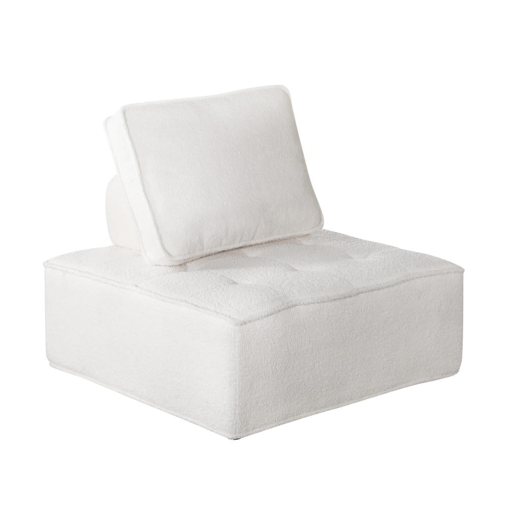 Shop Oikiture 1PC Modular Sofa Lounge Chair Armless Adjustable Back Sherpa White  | PEROZ Australia
