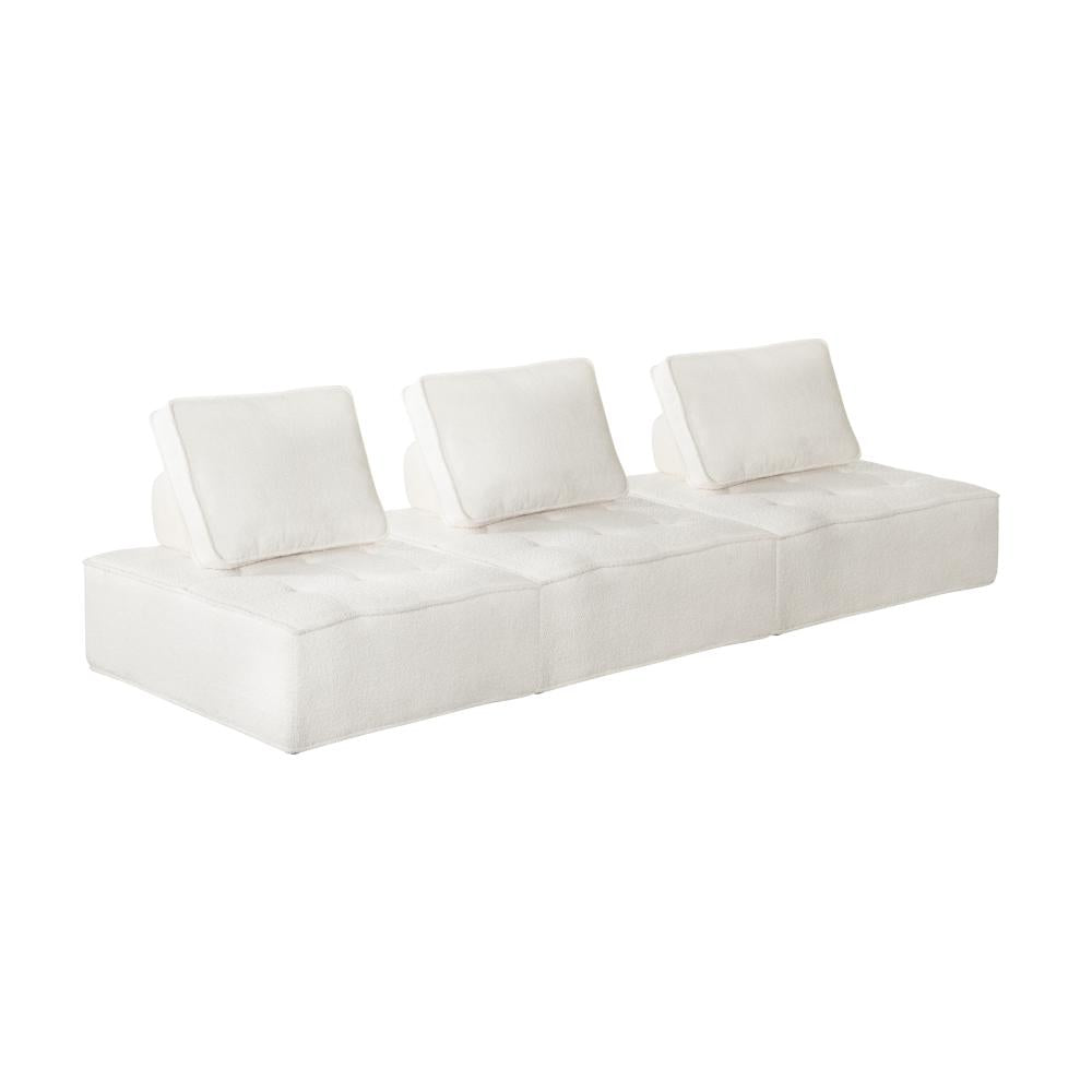 Shop Oikiture 3PCS Modular Sofa Lounge Chair Armless Adjustable Back Sherpa White  | PEROZ Australia