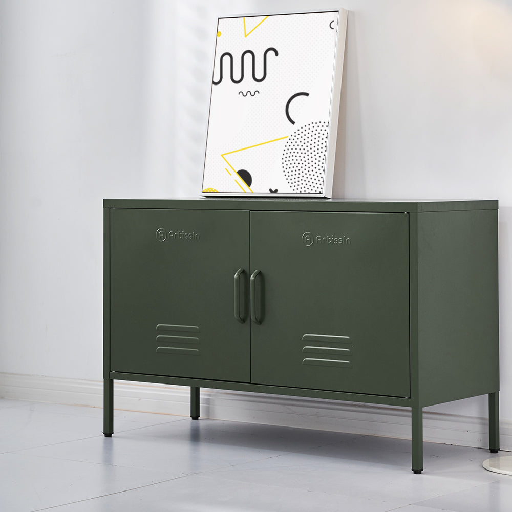 ArtissIn Base Metal Locker Storage Shelf Organizer Cabinet Buffet Sideboard Green-Furniture &gt; Living Room - Peroz Australia - Image - 5