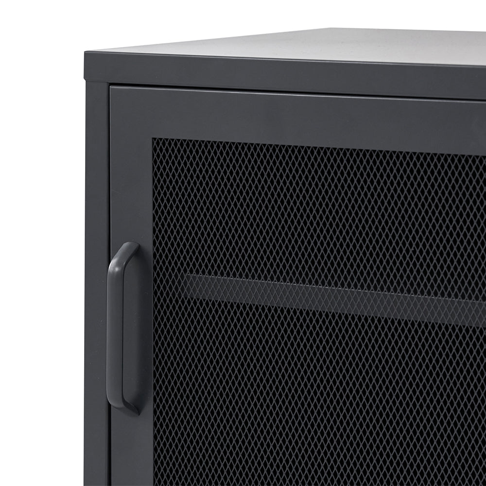 ArtissIn Mini Mesh Door Storage Cabinet Organizer Bedside Table Black-Bedside Tables - Peroz Australia - Image - 4