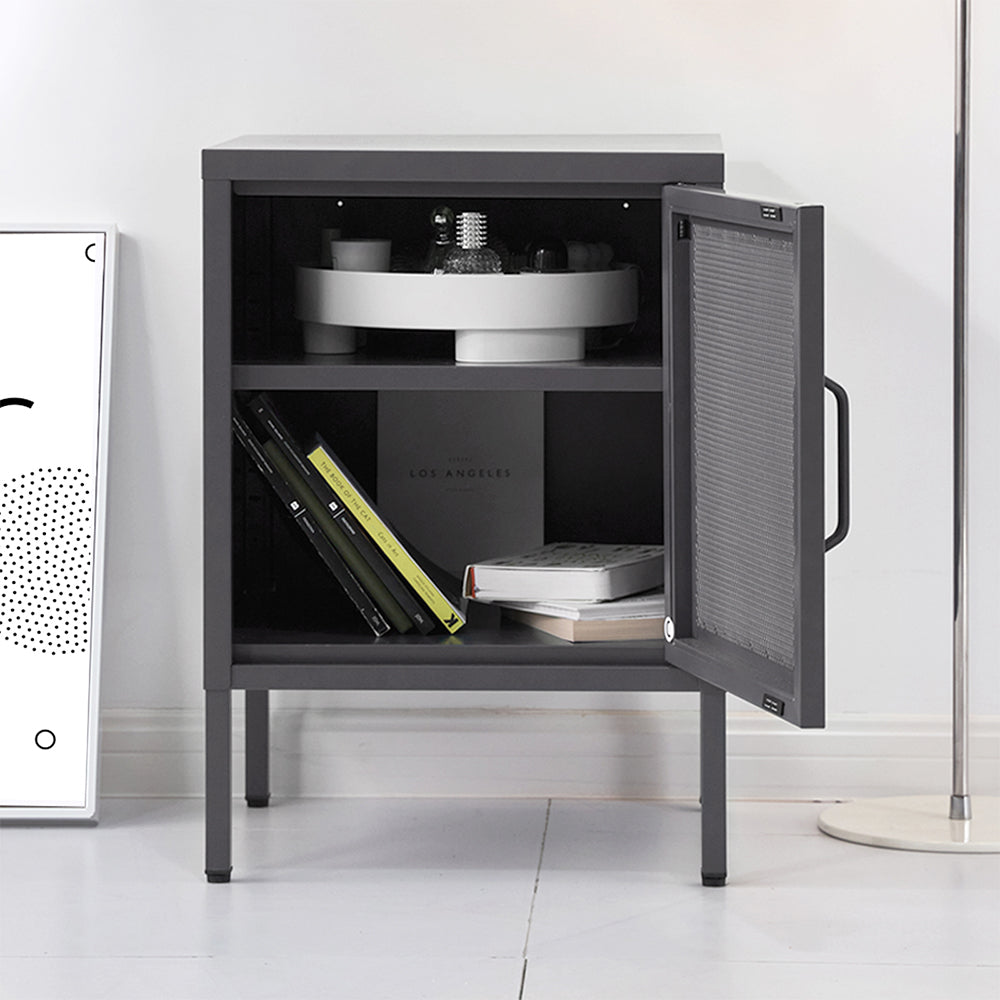 ArtissIn Mini Mesh Door Storage Cabinet Organizer Bedside Table Black-Bedside Tables - Peroz Australia - Image - 7
