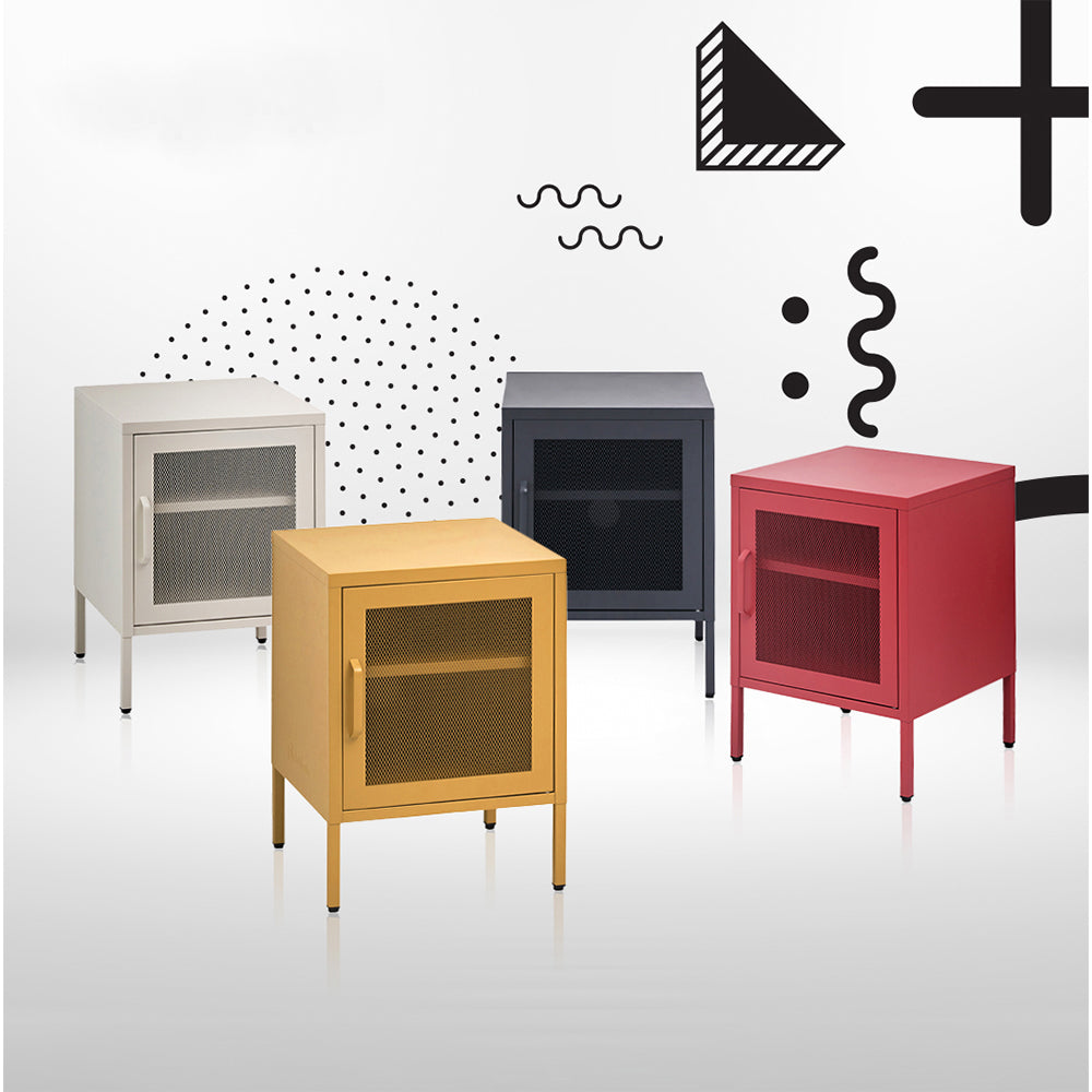 ArtissIn Mini Mesh Door Storage Cabinet Organizer Bedside Table Black-Bedside Tables - Peroz Australia - Image - 8