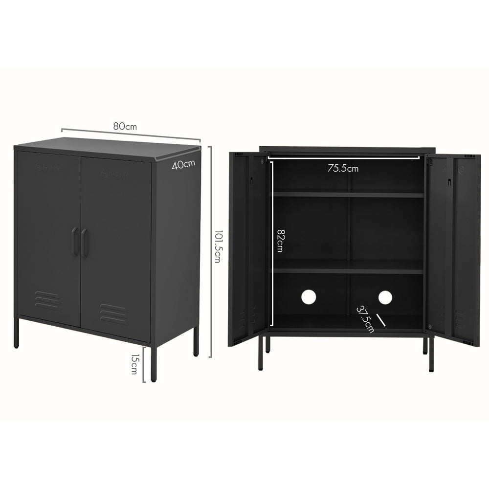 ArtissIn Buffet Sideboard Locker Metal Storage Cabinet - SWEETHEART Charcoal-Furniture &gt; Living Room - Peroz Australia - Image - 2