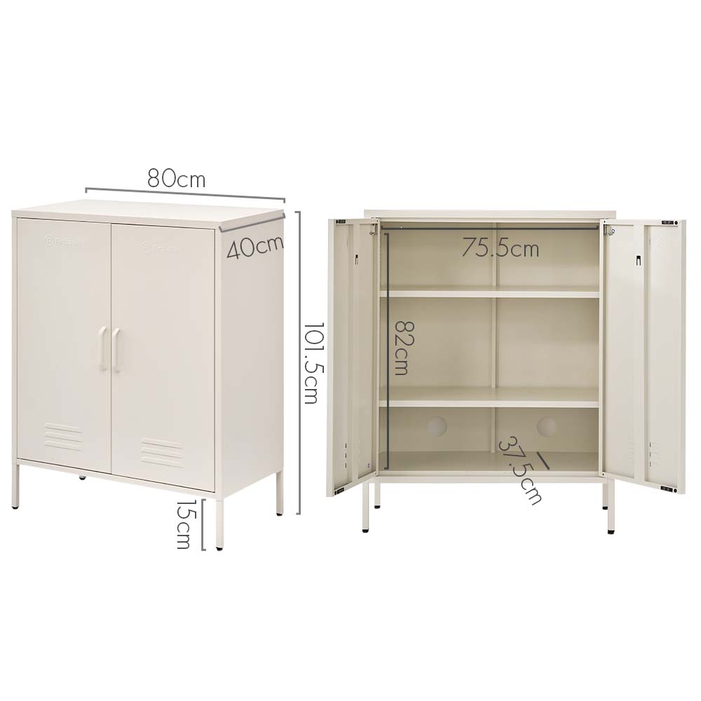 ArtissIn Sweetheart Metal Locker Storage Shelf Shoe Cabinet Buffet Sideboard White-Furniture &gt; Living Room - Peroz Australia - Image - 2