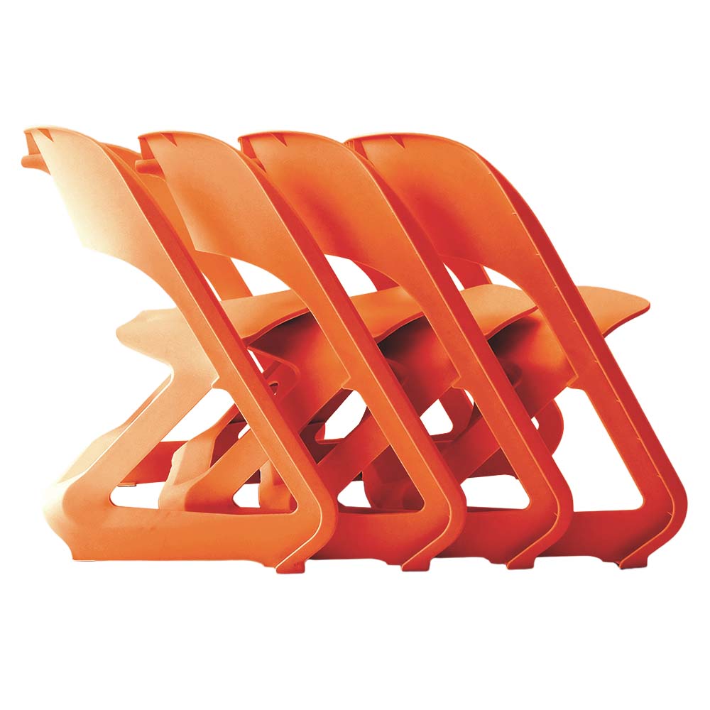 ArtissIn Set of 4 Dining Chairs Office Cafe Lounge Seat Stackable Plastic Leisure Chairs Orange-Furniture &gt; Bar Stools &amp; Chairs - Peroz Australia - Image - 3