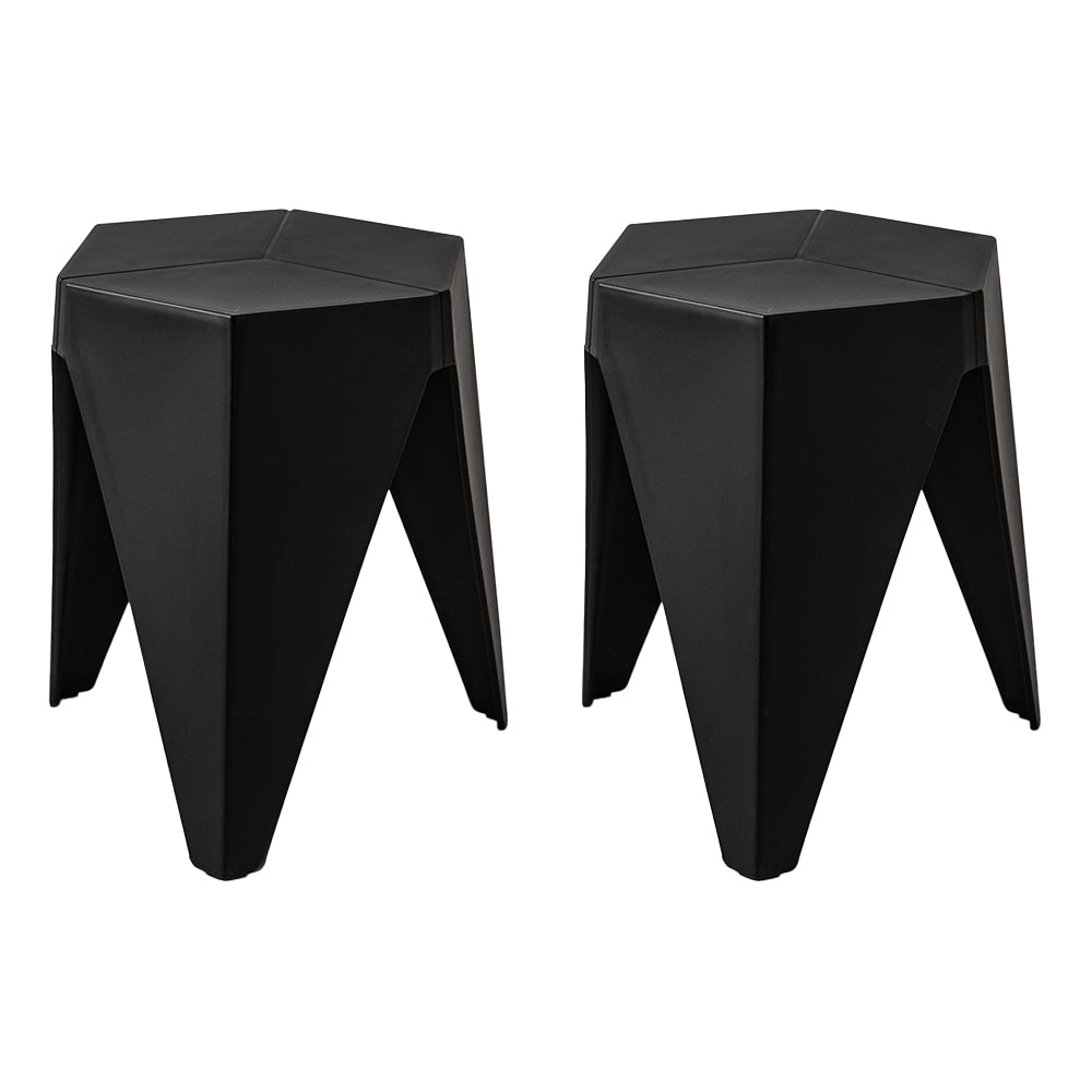 ArtissIn Set of 2 Puzzle Stool Plastic Stacking Bar Stools Dining Chairs Kitchen Black-Furniture &gt; Bar Stools &amp; Chairs - Peroz Australia - Image - 2