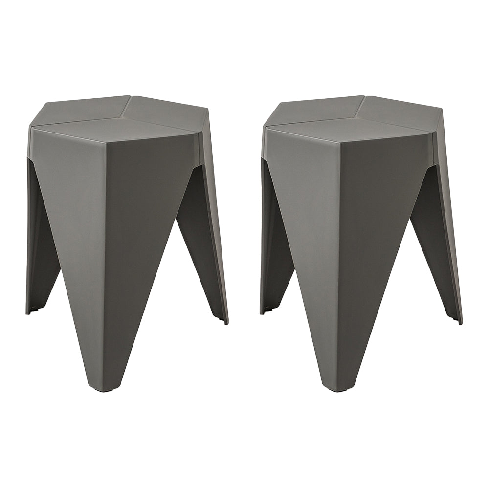 ArtissIn Set of 2 Puzzle Stool Plastic Stacking Bar Stools Dining Chairs Kitchen Grey-Furniture &gt; Bar Stools &amp; Chairs - Peroz Australia - Image - 1