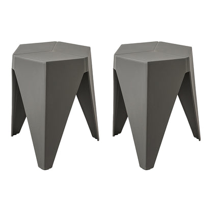 ArtissIn Set of 2 Puzzle Stool Plastic Stacking Bar Stools Dining Chairs Kitchen Grey-Furniture &gt; Bar Stools &amp; Chairs - Peroz Australia - Image - 1