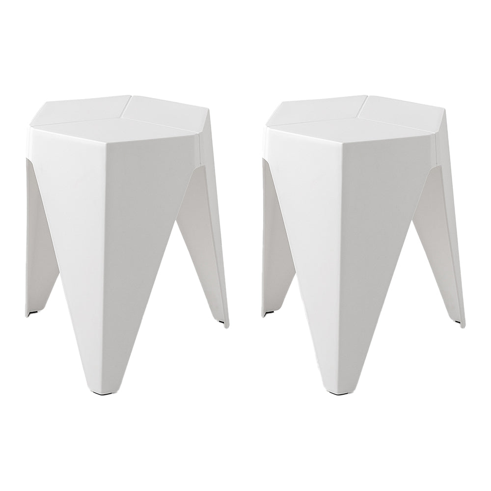 ArtissIn Set of 2 Puzzle Stool Plastic Stacking Bar Stools Dining Chairs Kitchen White-Furniture &gt; Bar Stools &amp; Chairs - Peroz Australia - Image - 1