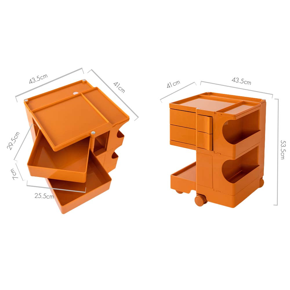 ArtissIn Bedside Table Side Tables Nightstand Organizer Replica Boby Trolley 3Tier Orange-Furniture &gt; Living Room - Peroz Australia - Image - 2