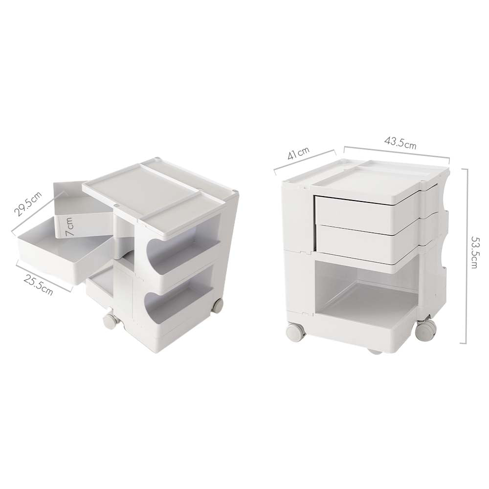 ArtissIn Bedside Table Side Tables Nightstand Organizer Replica Boby Trolley 3Tier White-Bedside Tables - Peroz Australia - Image - 3