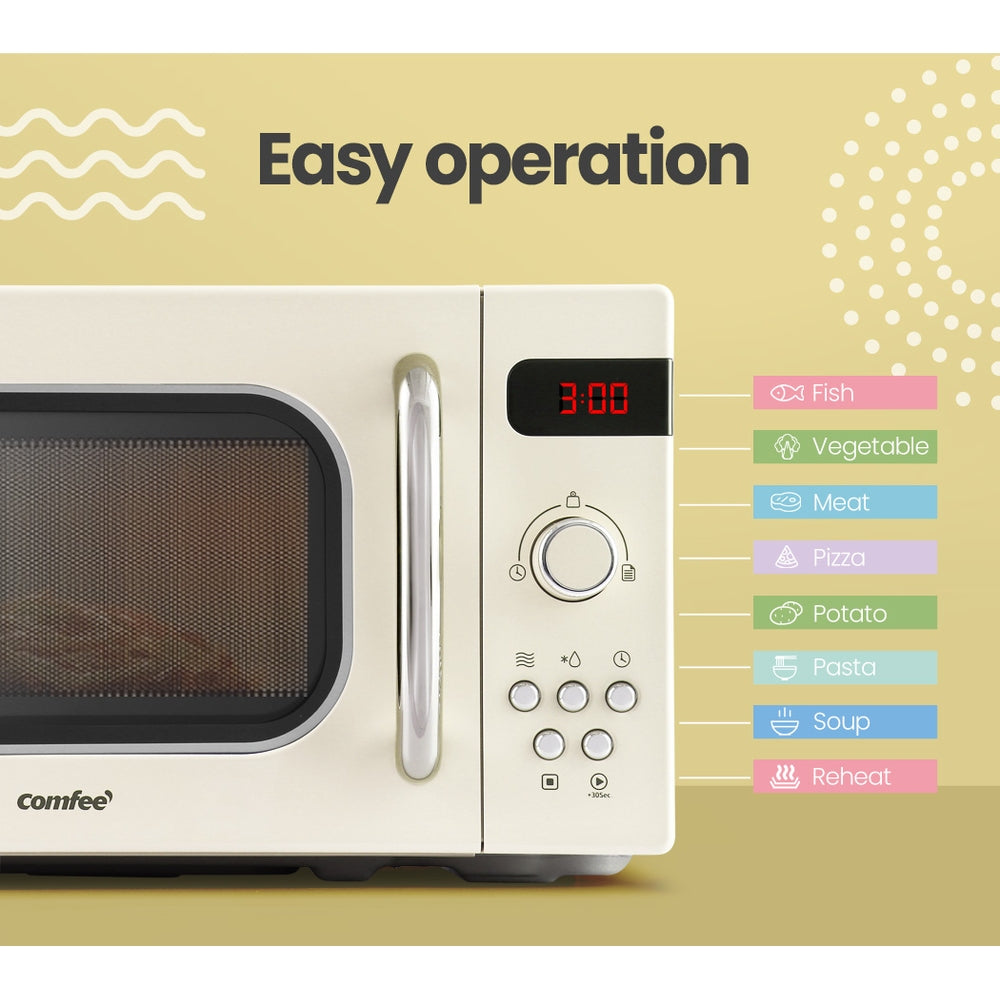 Comfee 20L Microwave Oven 800W Countertop Kitchen 8 Cooking Settings Cream-Appliances &gt; Kitchen Appliances-PEROZ Accessories