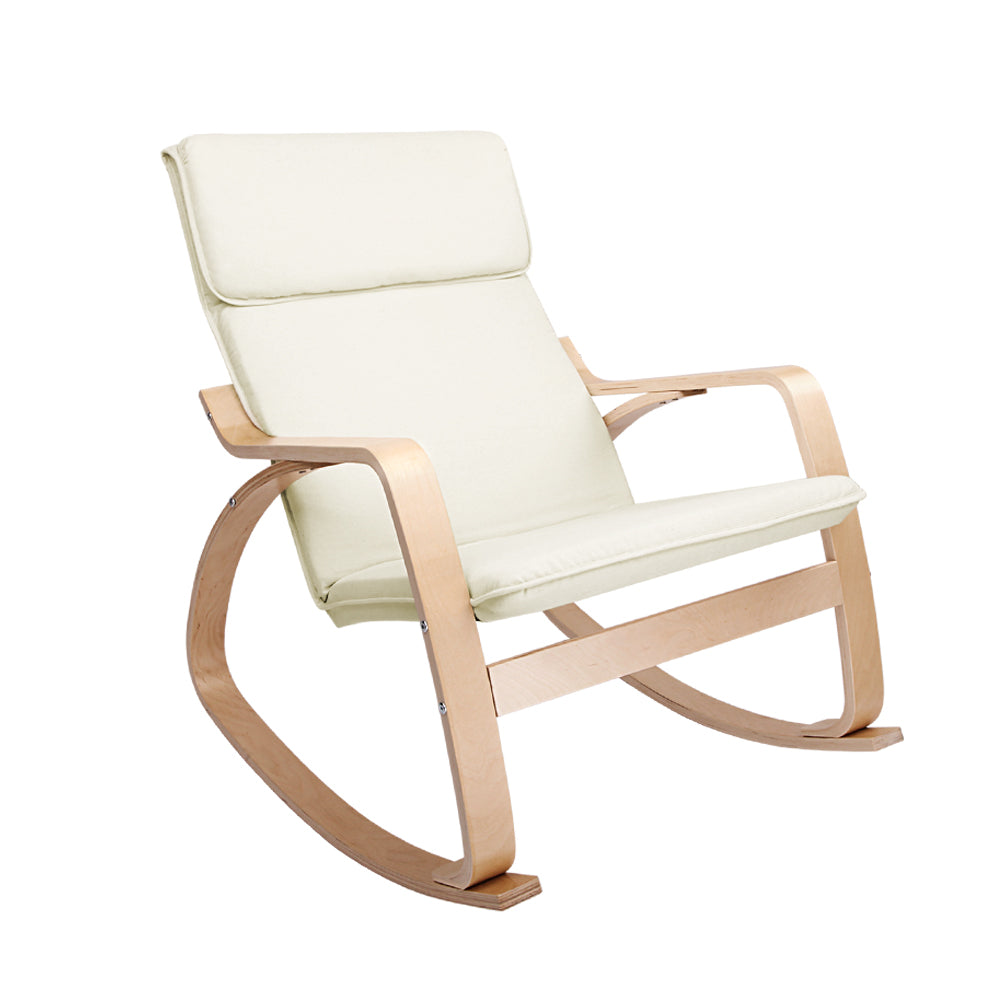 Artiss Fabric Rocking Armchair - Beige-Furniture &gt; Living Room - Peroz Australia - Image - 2