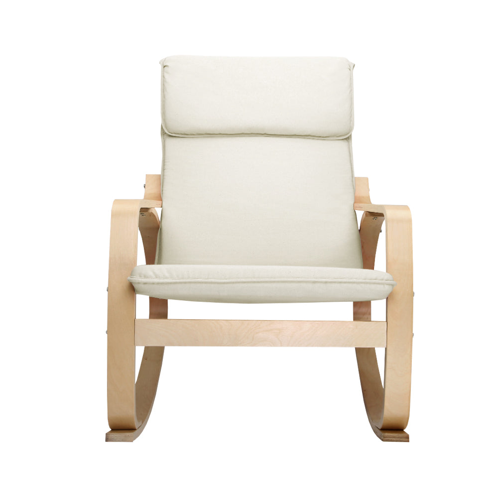 Artiss Fabric Rocking Armchair - Beige-Furniture &gt; Living Room - Peroz Australia - Image - 4