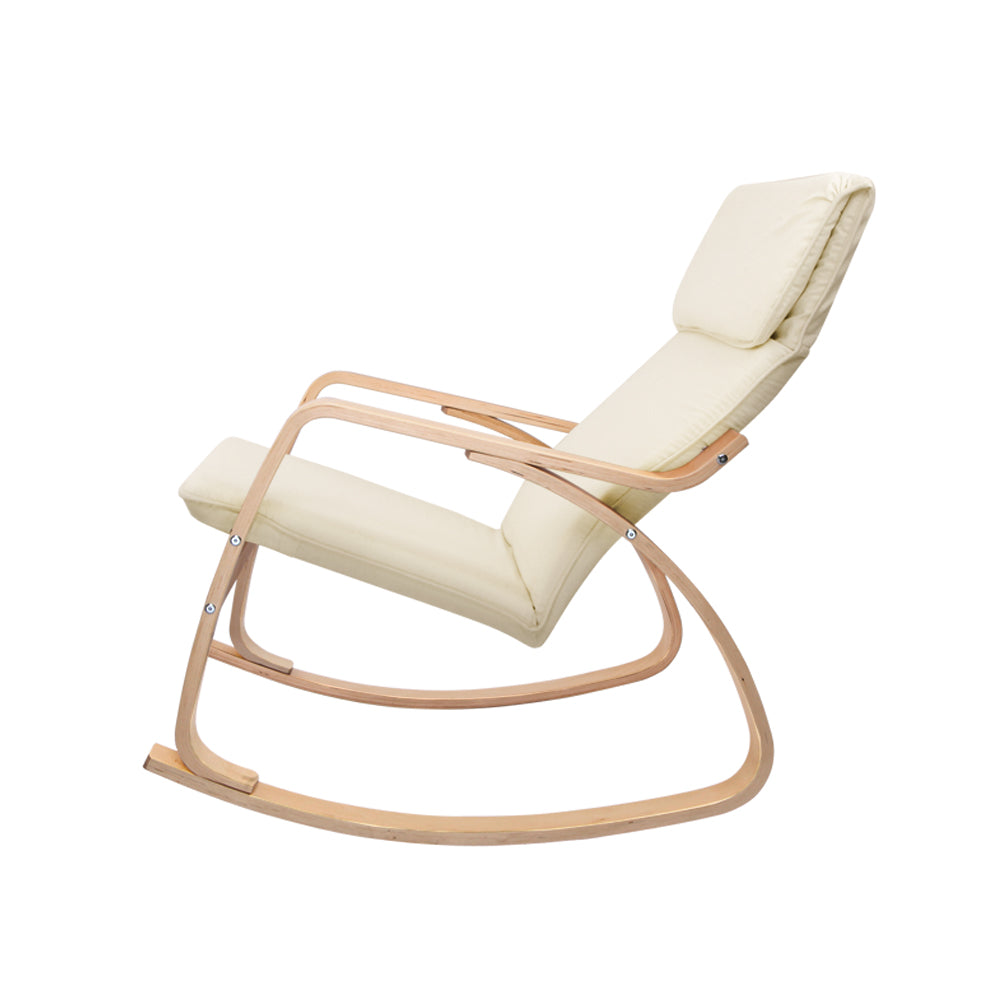 Artiss Fabric Rocking Armchair - Beige-Furniture &gt; Living Room - Peroz Australia - Image - 5