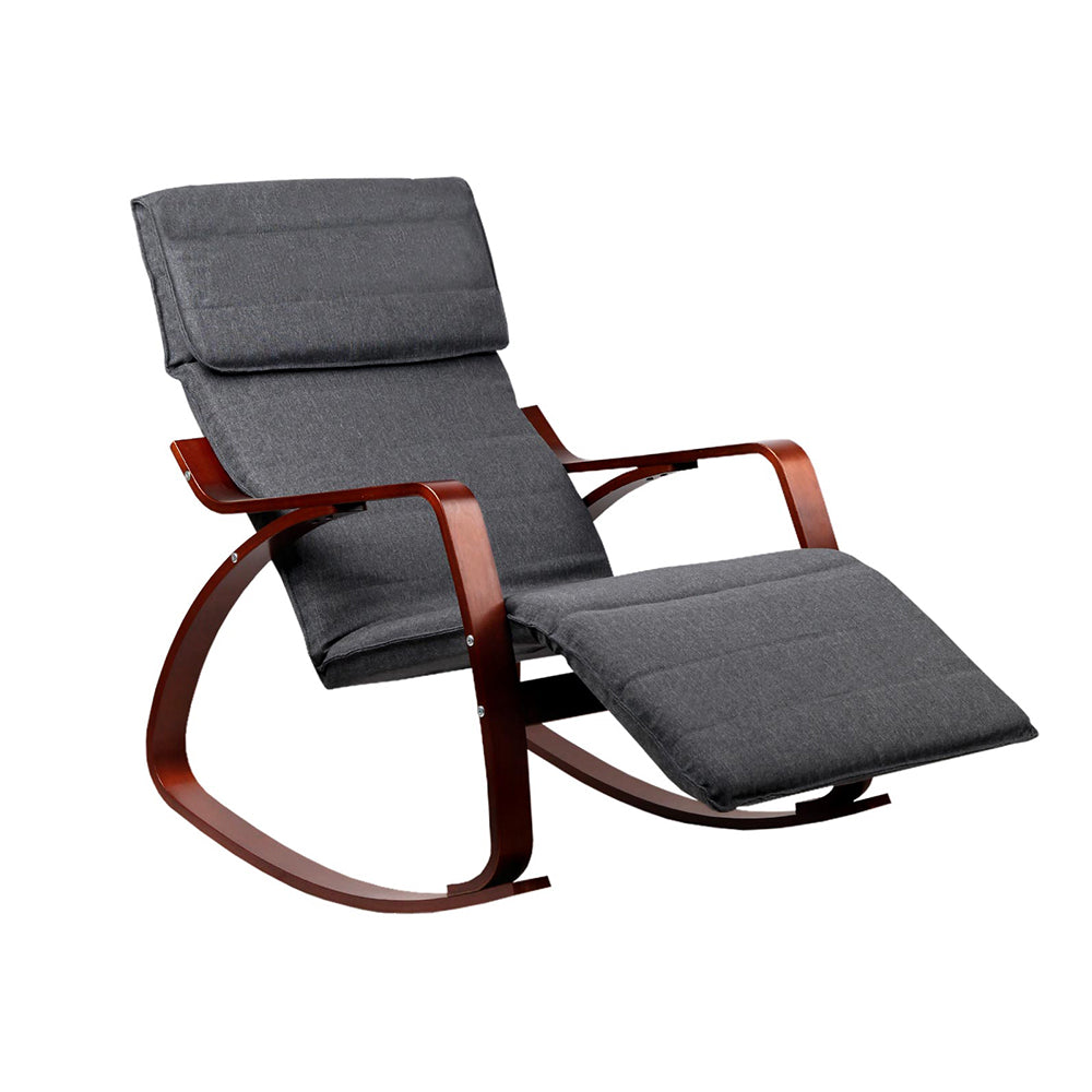 Artiss Fabric Rocking Armchair with Adjustable Footrest - Charcoal-Furniture &gt; Living Room - Peroz Australia - Image - 2
