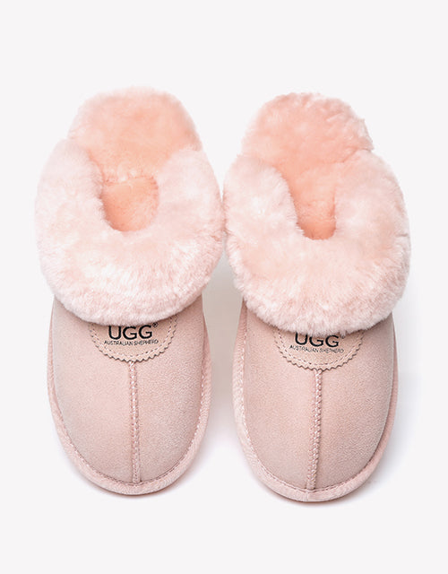 Australian Shepherd Double-Faced Sheepskin UGG Unisex Slippers Waffle Scuff Water Resistant-Slippers-PEROZ Accessories