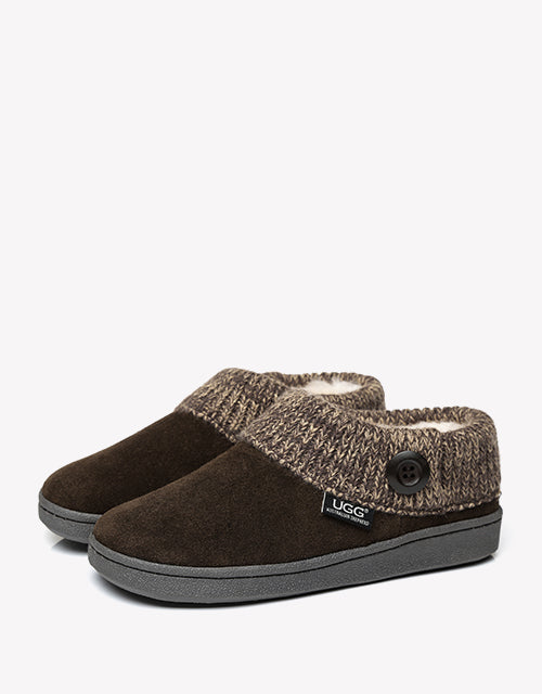 Australian Shepherd Women Knit Collar Ugg Ankle Slippers-Slippers-PEROZ Accessories