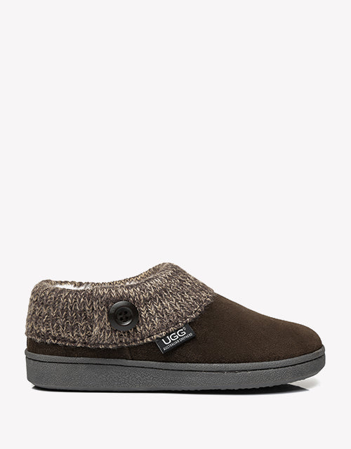 Australian Shepherd Women Knit Collar Ugg Ankle Slippers-Slippers-PEROZ Accessories
