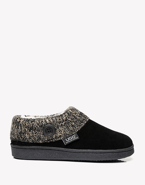 Australian Shepherd Women Knit Collar Ugg Ankle Slippers-Slippers-PEROZ Accessories