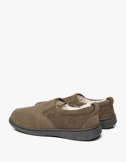 Australian Shepherd AS Men Ugg Moccasin Dino Slipper Sheepskin Wool-Loafers &amp; Moccasins-PEROZ Accessories