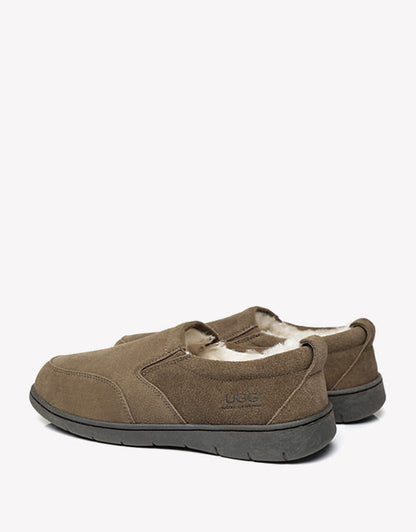 Australian Shepherd AS Men Ugg Moccasin Dino Slipper Sheepskin Wool-Loafers &amp; Moccasins-PEROZ Accessories